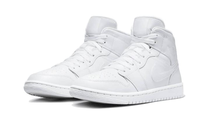 Air Jordan 1 Mid Triple White Patent Swoosh