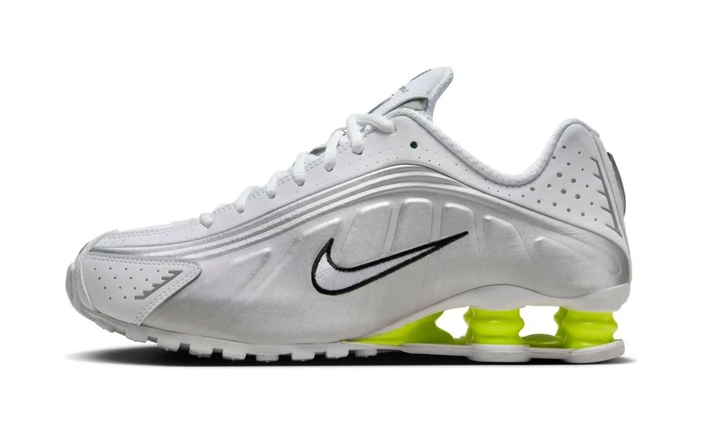 Nike Shox R4 White Metallic Silver Volt